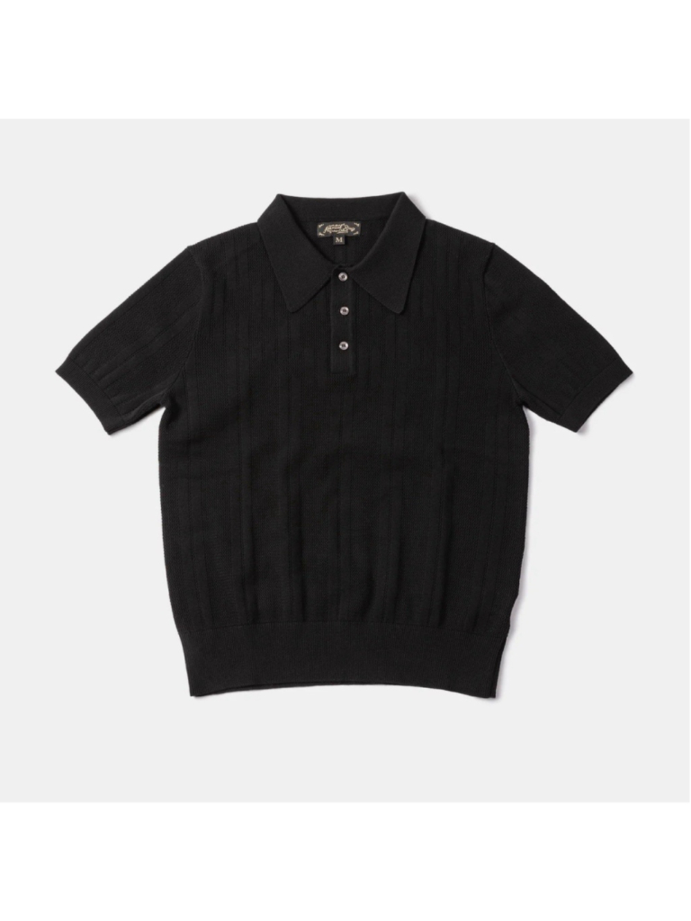 USA Ship Retro Knitted Jacquard Polo Shirt Black Annual Ring L